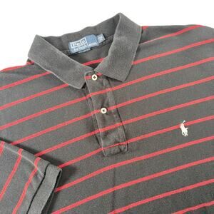 Polo Ralph Lauren Black Red Striped White Pony Men's Shirt Sz 2XB